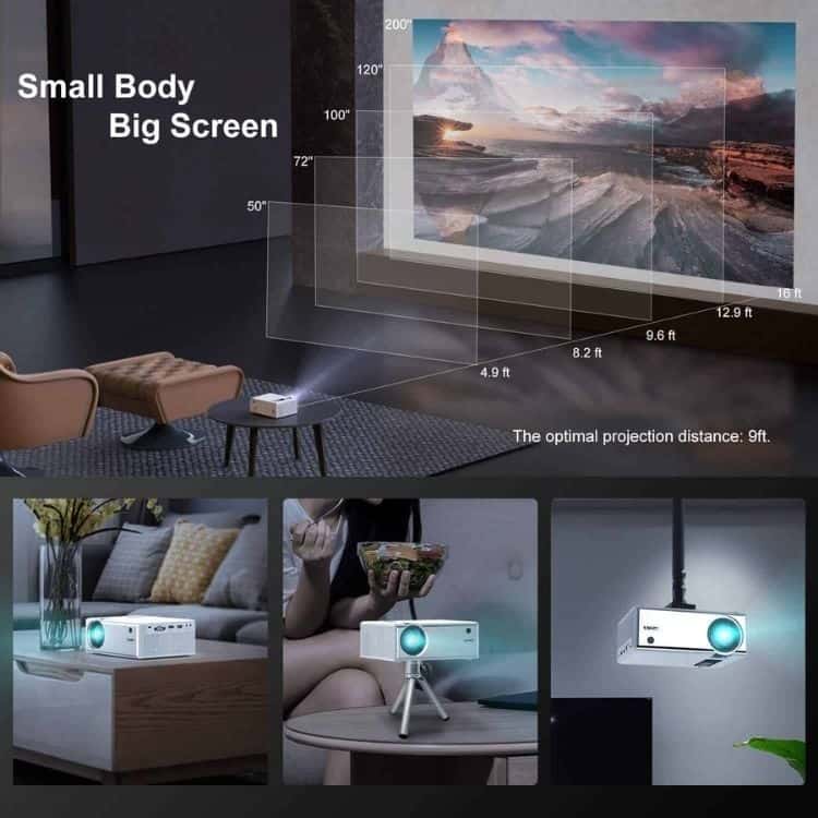 YABER Y61 WiFi Mini Projector 6000L Full HD 1080P and 200 inch Supported, Portable Wireless Mirroring Projector