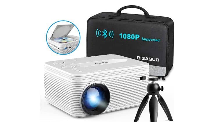 9. BIGASUO 1080P Projector - Best HD Bluetooth Projector